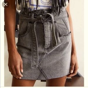 NWT Free People black wash jean high waisted Mini Skirt